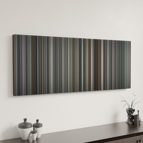 Oppenheimer canvas art in modern interior - movie color palette
