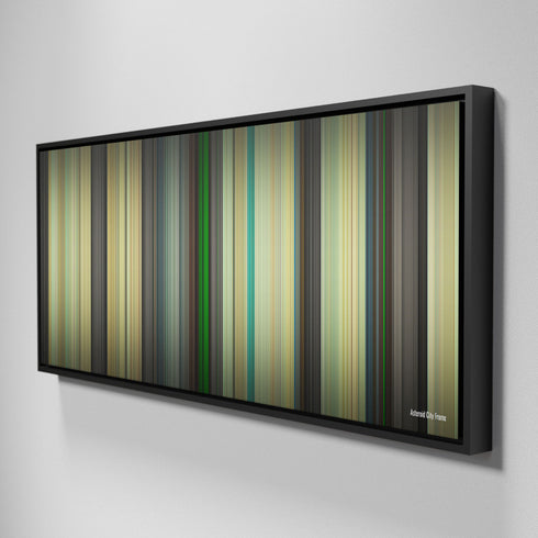 Side view of Framed Buff's of asteroid_city Frome on the wall