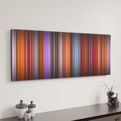 Elemental canvas art in modern interior - movie color palette