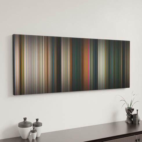 Wicked canvas art in modern interior - movie color palette