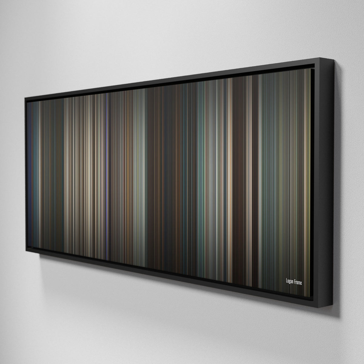 Side view of Framed Buff's of logan Frome on the wall