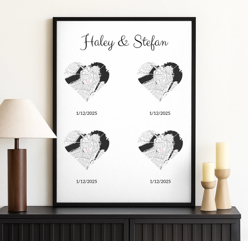 Personalized Coordinates Map Print – Love Trail - Customizer