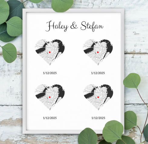 Personalized Coordinates Map Print – Love Trail - Customizer