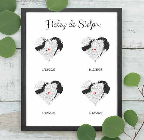 Personalized Coordinates Map Print – Love Trail - Customizer