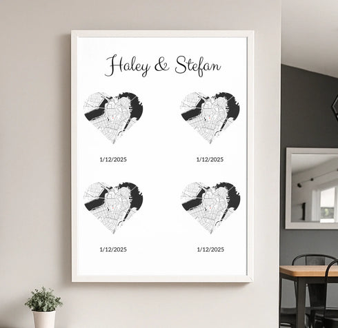 Personalized Coordinates Map Print – Love Trail - Customizer