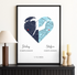Joined Hearts Personalized Coordinates Map Print - Customizer