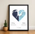 Joined Hearts Personalized Coordinates Map Print - Customizer