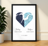Joined Hearts Personalized Coordinates Map Print - Customizer