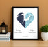 Joined Hearts Personalized Coordinates Map Print - Customizer
