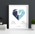 Joined Hearts Personalized Coordinates Map Print - Customizer