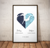 Joined Hearts Personalized Coordinates Map Print - Customizer