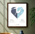 Joined Hearts Personalized Coordinates Map Print - Customizer