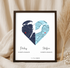 Joined Hearts Personalized Coordinates Map Print - Customizer