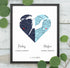 Joined Hearts Personalized Coordinates Map Print - Customizer