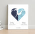 Joined Hearts Personalized Coordinates Map Print - Customizer
