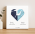 Joined Hearts Personalized Coordinates Map Print - Customizer