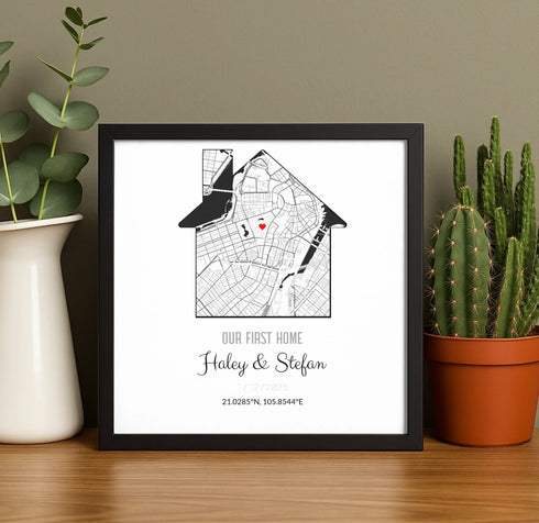 Personalized Coordinates Home Map Print - Customizer