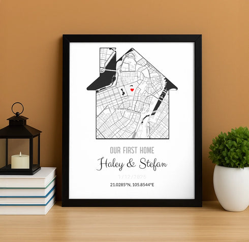 Personalized Coordinates Home Map Print - Customizer