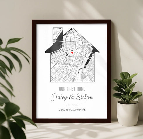 Personalized Coordinates Home Map Print - Customizer