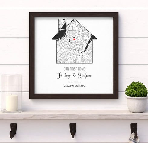 Personalized Coordinates Home Map Print - Customizer
