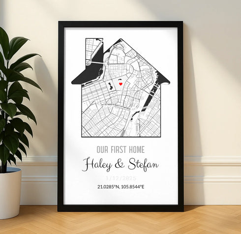 Personalized Coordinates Home Map Print - Customizer