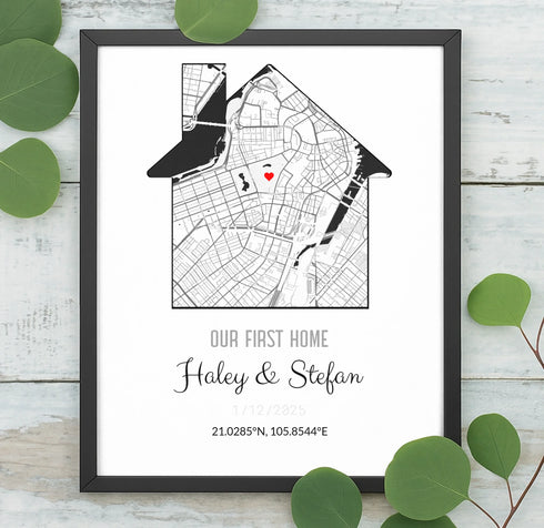 Personalized Coordinates Home Map Print - Customizer