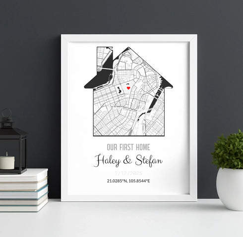 Personalized Coordinates Home Map Print - Customizer