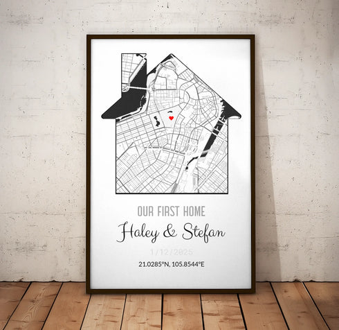Personalized Coordinates Home Map Print - Customizer