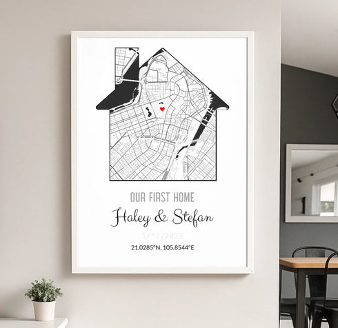Personalized Coordinates Home Map Print - Customizer