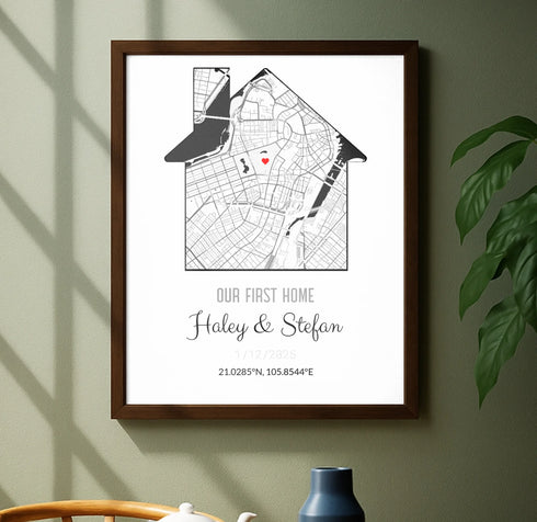 Personalized Coordinates Home Map Print - Customizer
