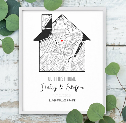 Personalized Coordinates Home Map Print - Customizer