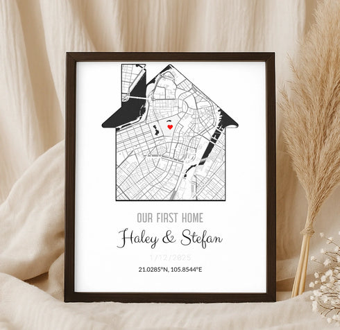 Personalized Coordinates Home Map Print - Customizer