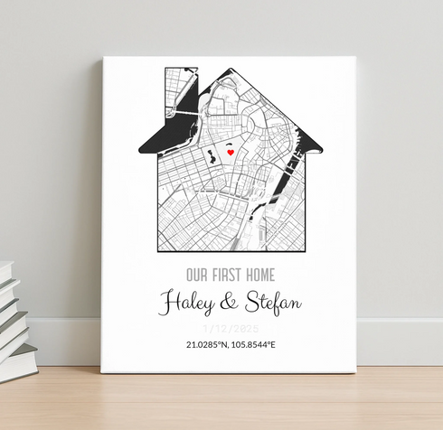 Personalized Coordinates Home Map Print - Customizer