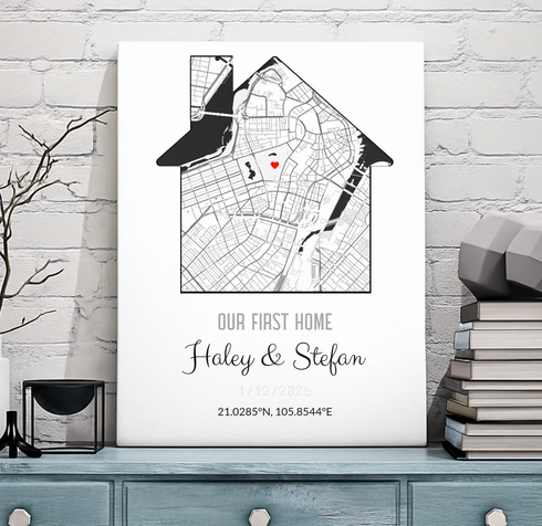 Personalized Coordinates Home Map Print - Customizer