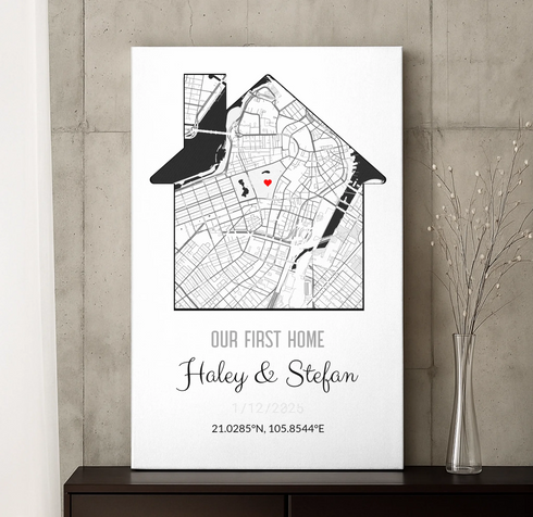 Personalized Coordinates Home Map Print - Customizer