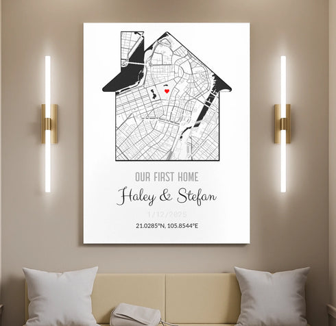 Personalized Coordinates Home Map Print - Customizer