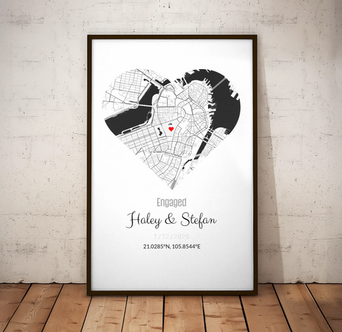 Personalized Coordinates Map Print – Where We Met - Customizer