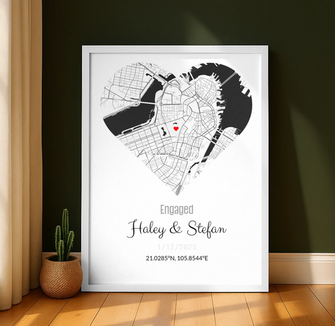 Personalized Coordinates Map Print – Where We Met - Customizer