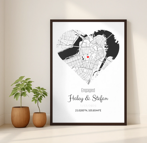Personalized Coordinates Map Print – Where We Met - Customizer