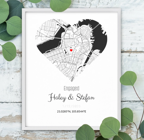 Personalized Coordinates Map Print – Where We Met - Customizer