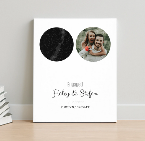 Personalized Coordinates Map Print – Star Map Combo - Customizer