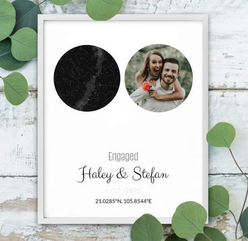 Personalized Coordinates Map Print – Star Map Combo - Customizer