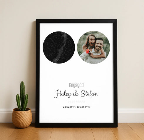 Personalized Coordinates Map Print – Star Map Combo - Customizer