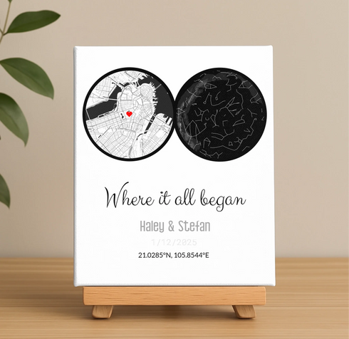 Personalized Land & Star Proposal Spot Map Print - Customizer