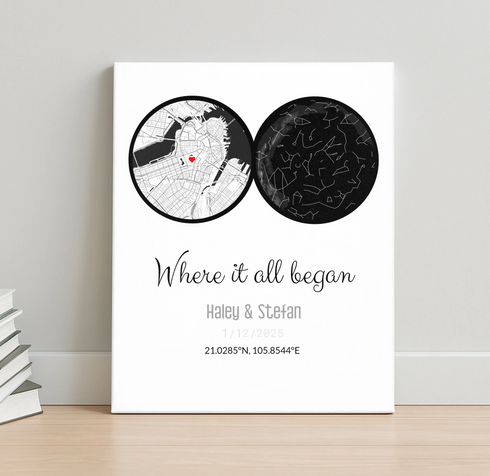 Personalized Land & Star Proposal Spot Map Print - Customizer