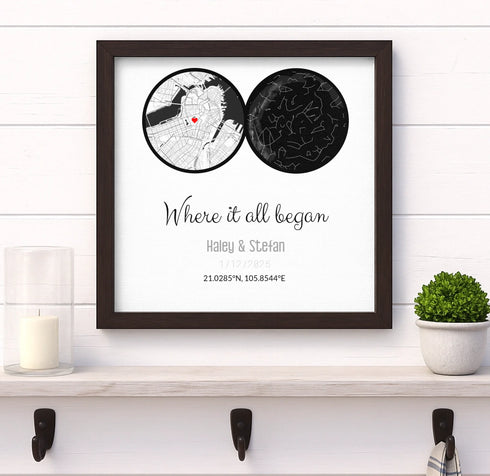 Personalized Land & Star Proposal Spot Map Print - Customizer