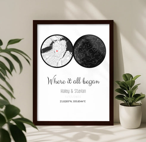 Personalized Land & Star Proposal Spot Map Print - Customizer