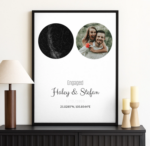 Personalized Coordinates Map Print – Star Map Combo - Customizer