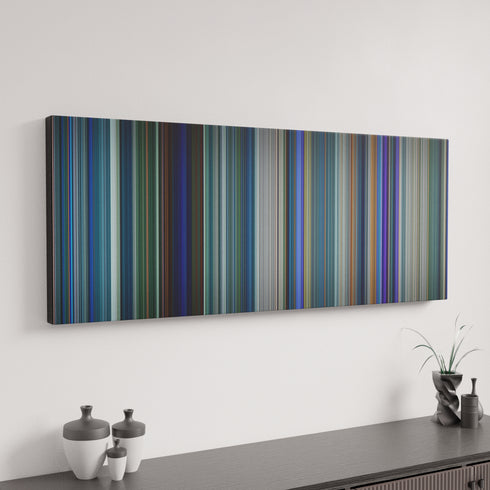 Avatar canvas art in modern interior - movie color palette