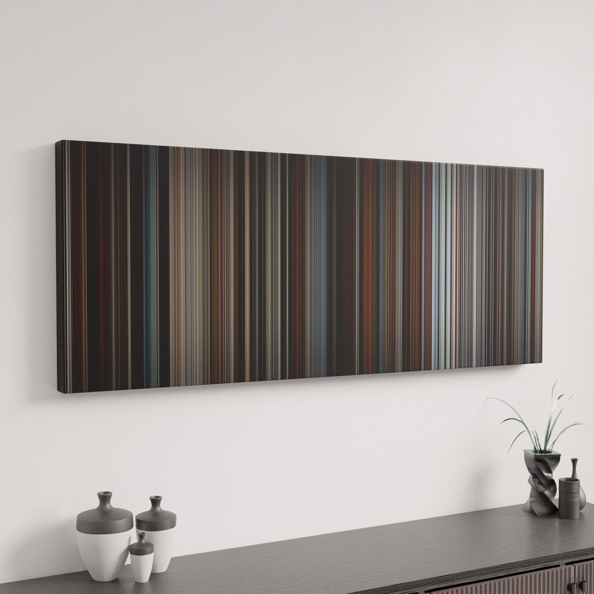 Inception canvas art in modern interior - movie color palette
